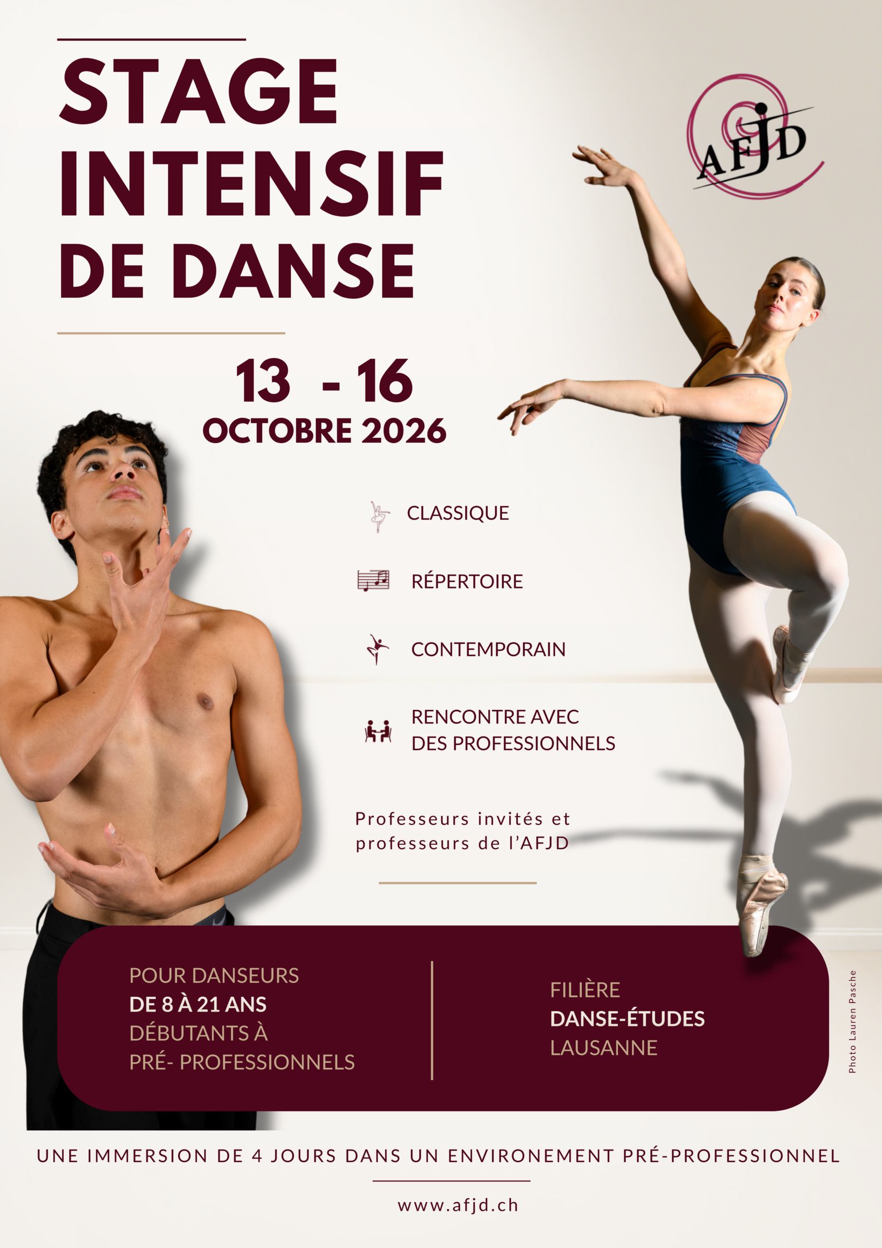Stage intensif de danse AFJD - 13 au 16 octobre 2026